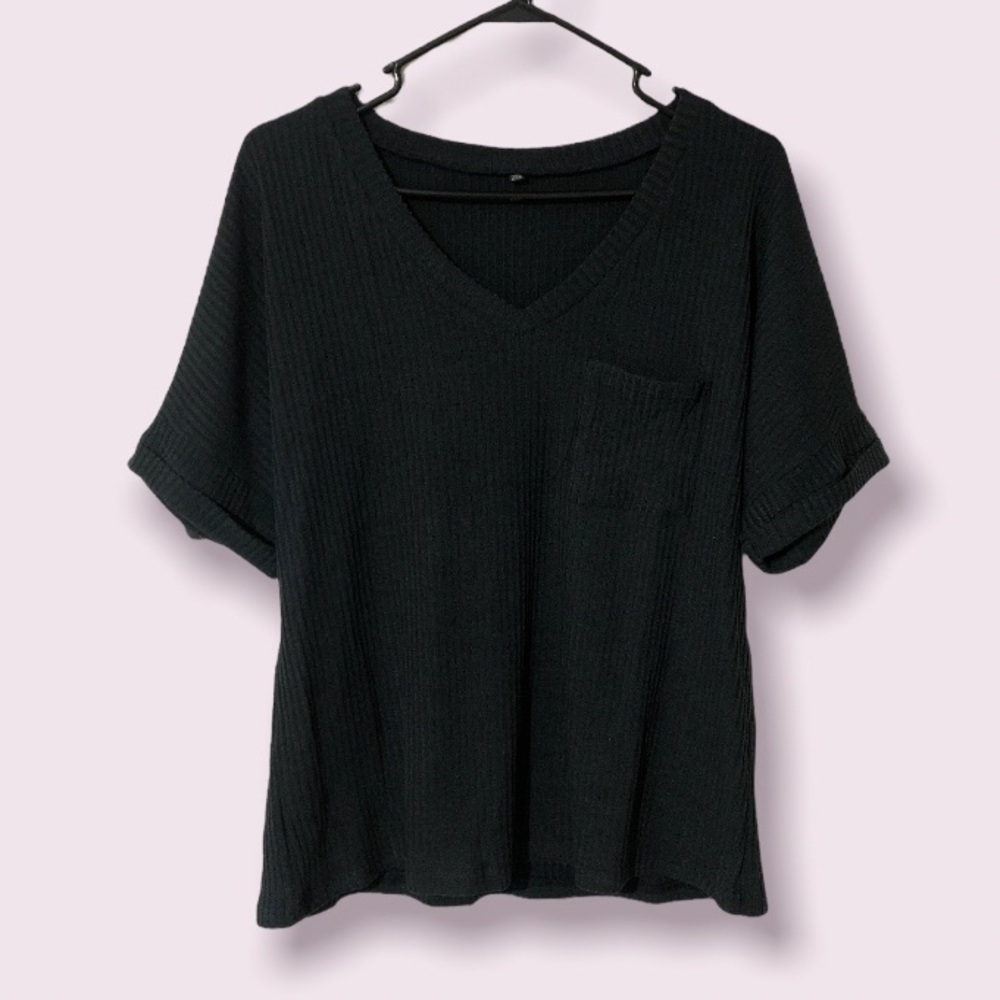 🌺Plus Size Dark Navy Blue V Neck Tee